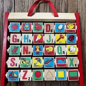 Alphabet Abacus Kids Toy Double Sided Pictures Letters Educational Wooden